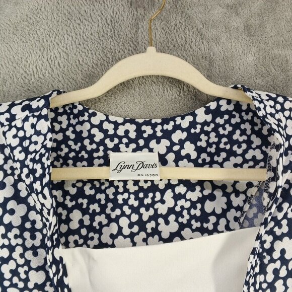 Vintage LYNN DAVIS Set of 2 Blouse + Skirt Floral Knit USA MADE Size 26W Padded - Picture 7 of 14